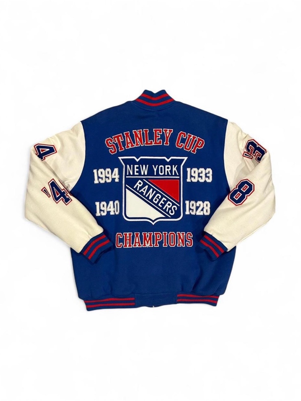 Men’s Vintage Y2K 2000s NY Rangers Stanley Cup G-III Sports Bomber Jacket Large